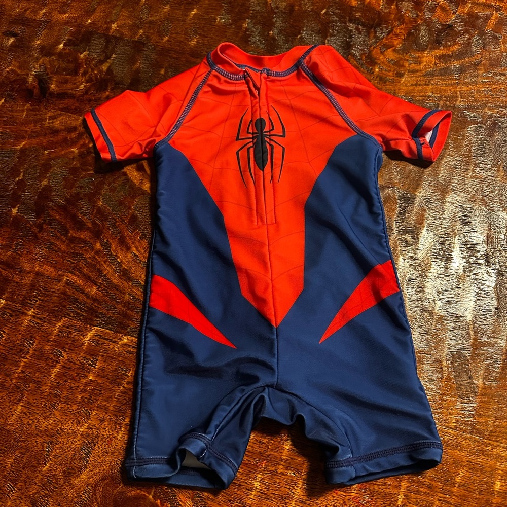 Spider-Themed Kids Swim Suit - Red and Blue